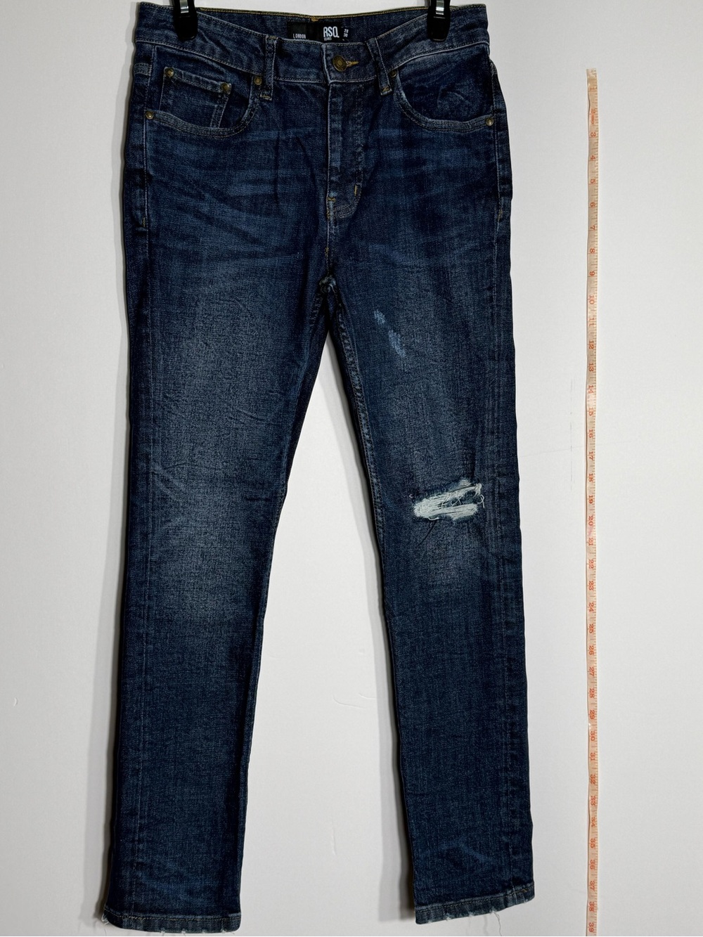 RSQ Dark Wash Distressed London Skinny Jeans - Blue